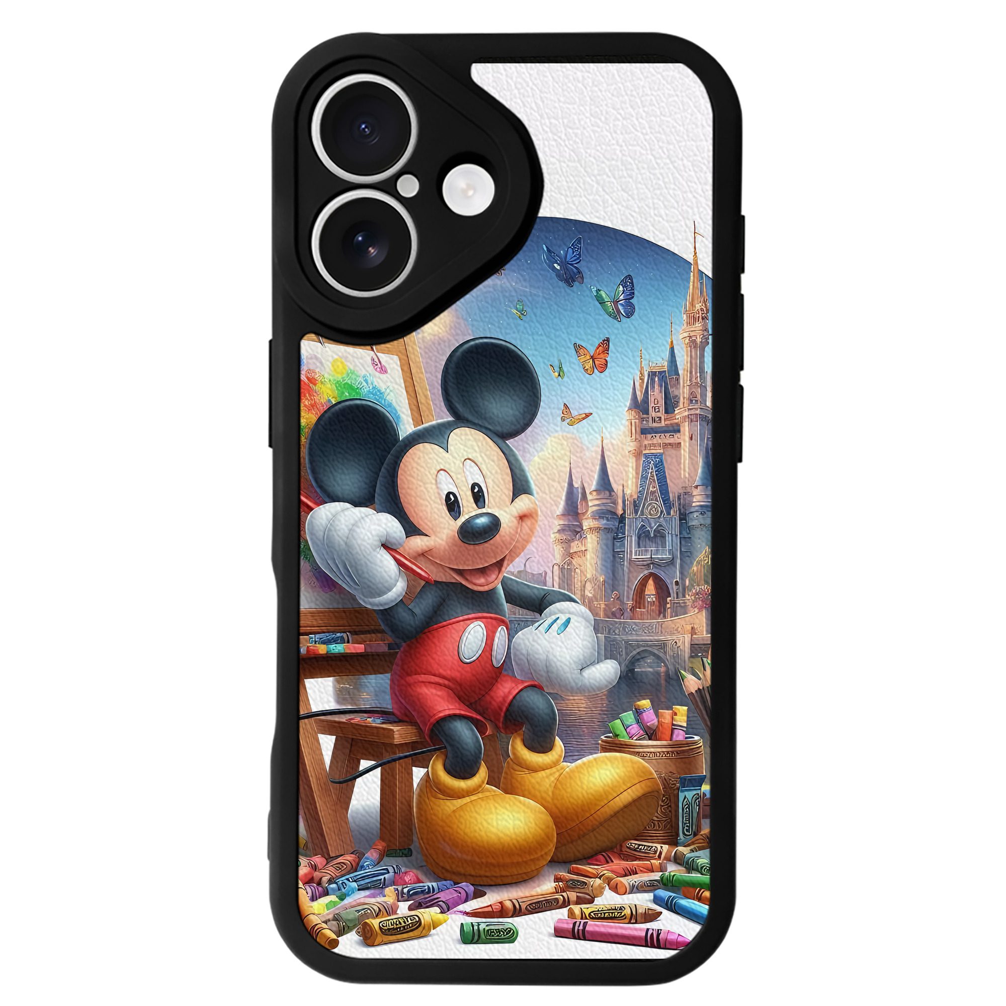 ミッキーマウス Mickey Mouse 【iPhone 16シリーズ対応】シリコンスマホケース（レザー調） 材質：シリコン